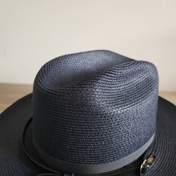 Vintage The Lawman Genuine Milan Dark Blue Sheriff Style Hat Men’s Size 7 3/8 - Picture 4 of 10